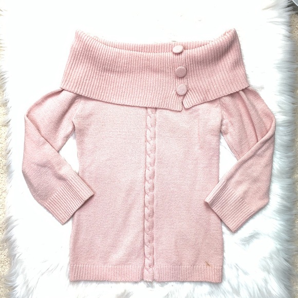 Arden B off-shoulder knit pink sweater for spring - Picture 2 of 8